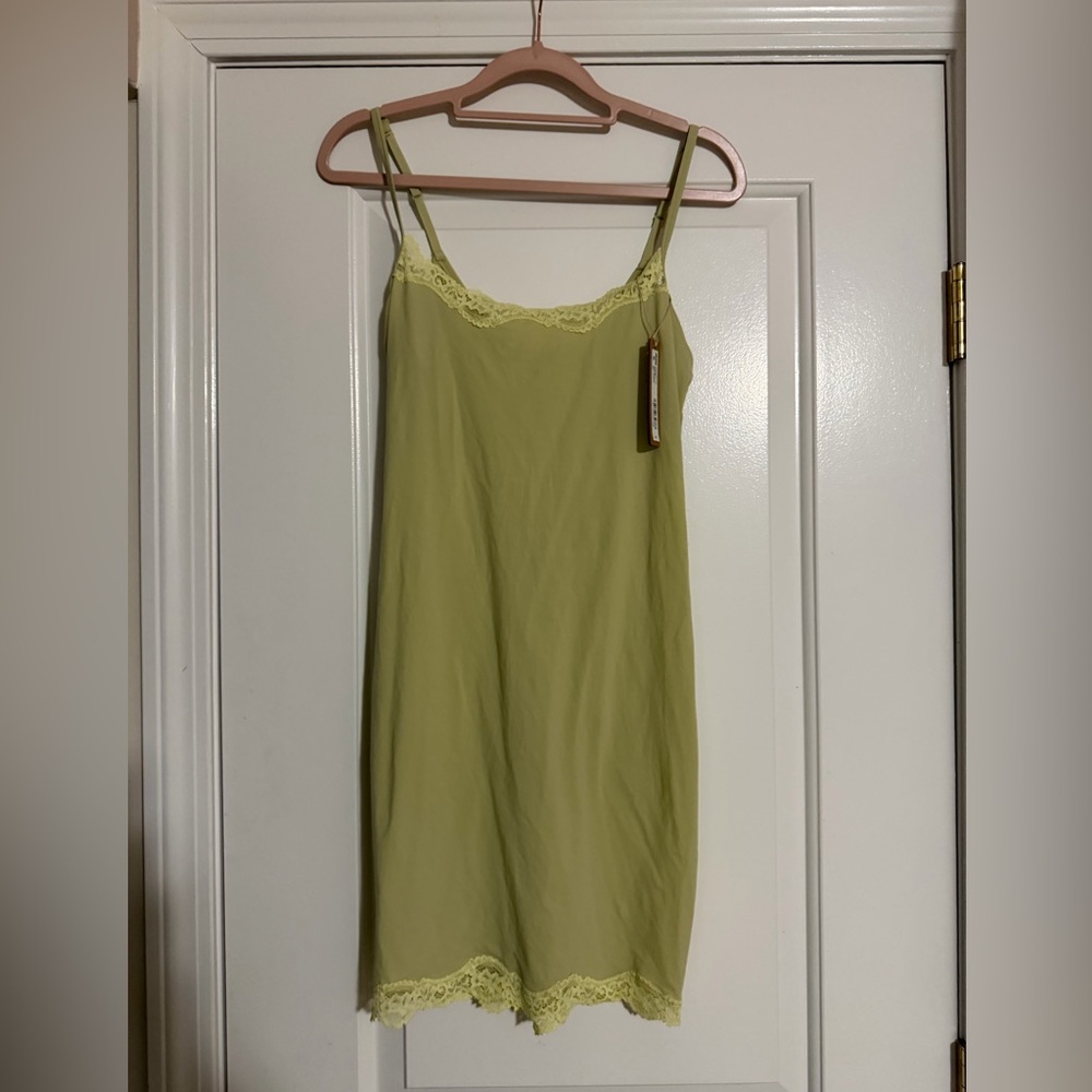 Rare SKIMS fits everybody lace slip dress in sage size L nwt $70